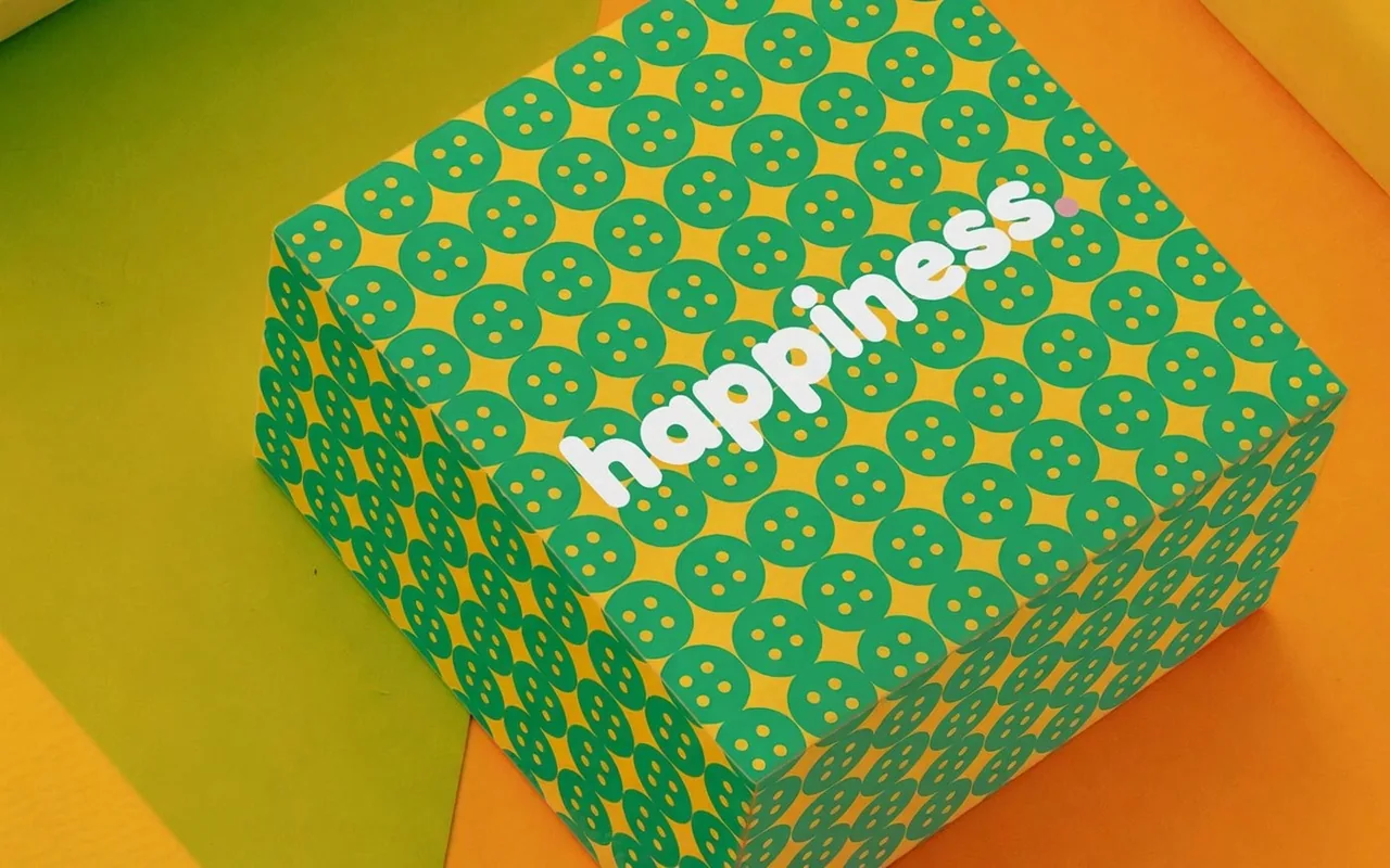 happiness. toy store — patterned shipping box packaging design